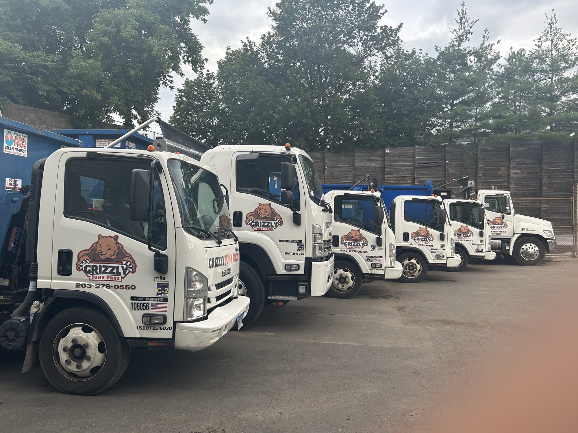 Grizzly Junk Pros fleet at the Stamford depot